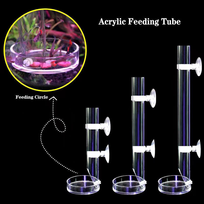 Aquarium Fish Feeder - Aquário acrílico Alimentador Tubo Prato, transparente